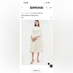 Simkhai Kenlie Taffeta Knit Midi Dress in ivory (x small)